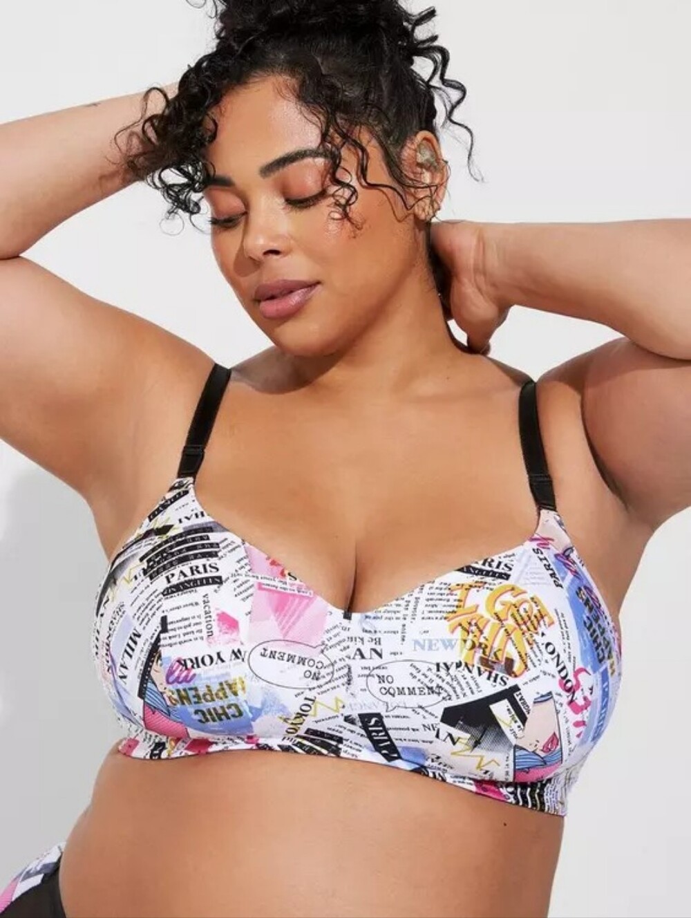 Torrid Curve 360° Back Smoothing Wire-free Lightly Lined Bra - Newsprint - 42DDD